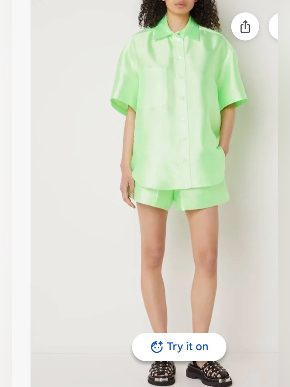 Sandro Neon Green Elastic Waist Shorts Set